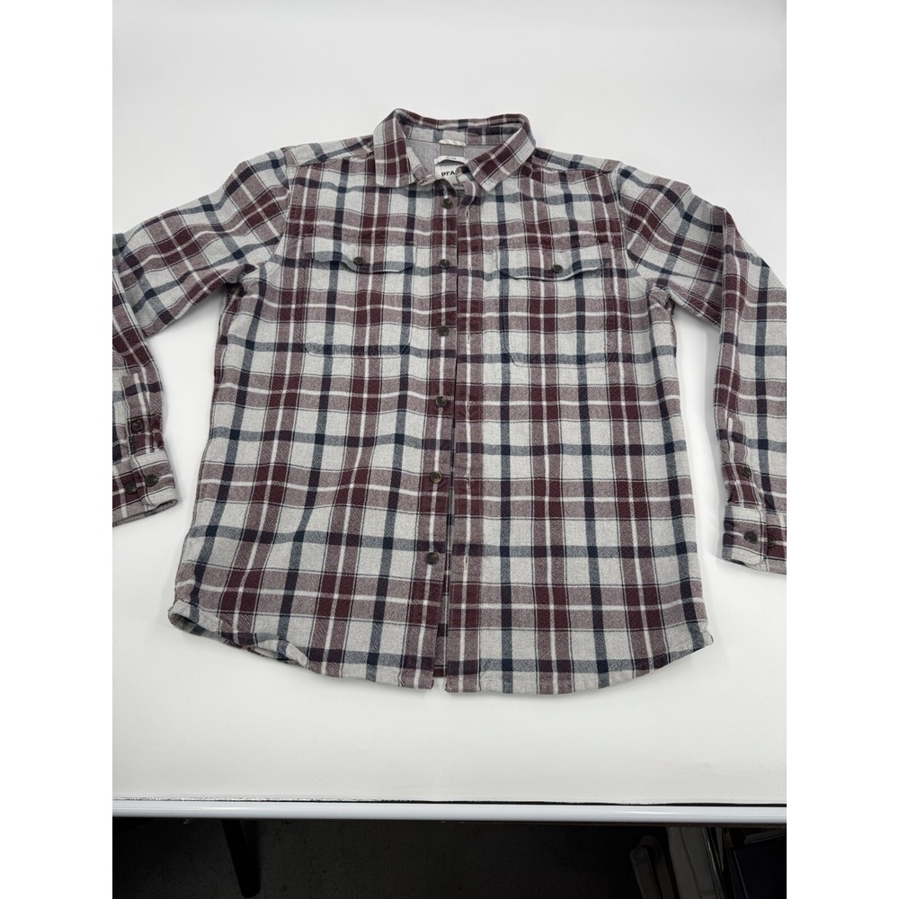 Prana Wedgemont Flannel‎ Heavyweight, Light Grey Heather, Size Medium